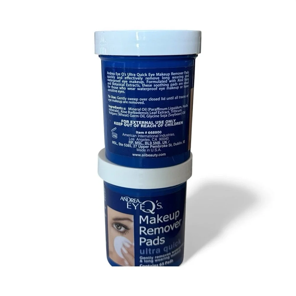 Two Andrea Eye-Makeup Remover Pads‎ 65 Pads Ea. Gently Removes Waterproof